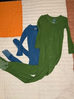 Kickee Pants Green and Blue Kids Sleep Sacks - Cozy Snap Front